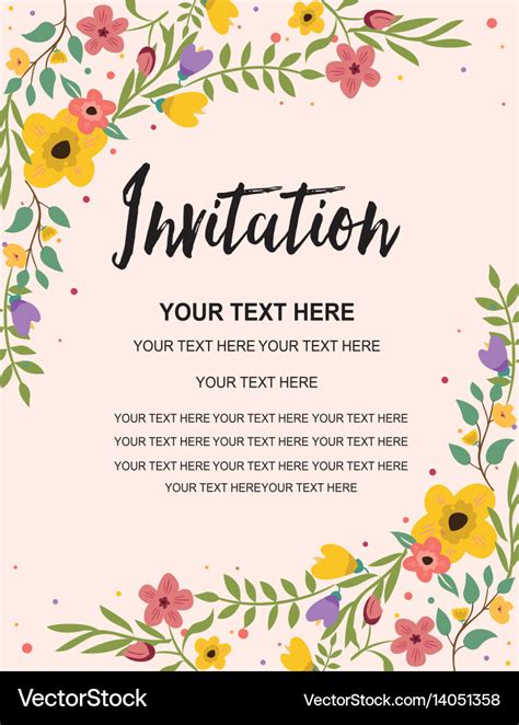 Floral anniversary party invitation card template Vector Image