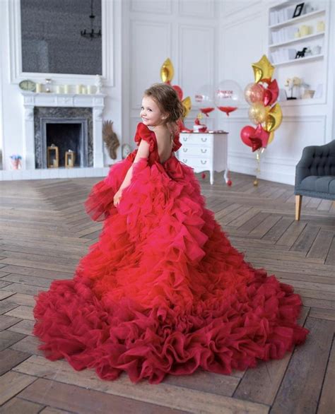 Red birthday party low high dress for girls gorgeous gown | Etsy Red ...