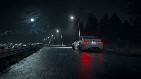 Download wallpaper 3840x2160 car, road, night, asphalt, wet, dark hd ...