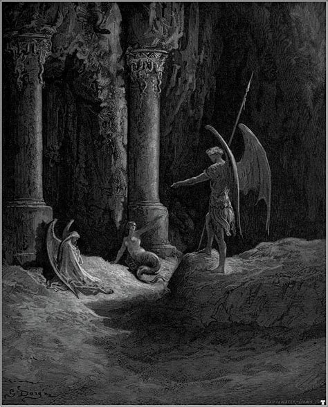 Satan Talks to Sin and Death Painting by Gustave Dore - Pixels