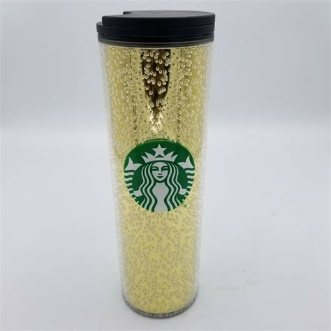 STARBUCKS 2020 Holiday 16 oz Gold Bubble Hot Cold Coffee Tumbler Travel ...