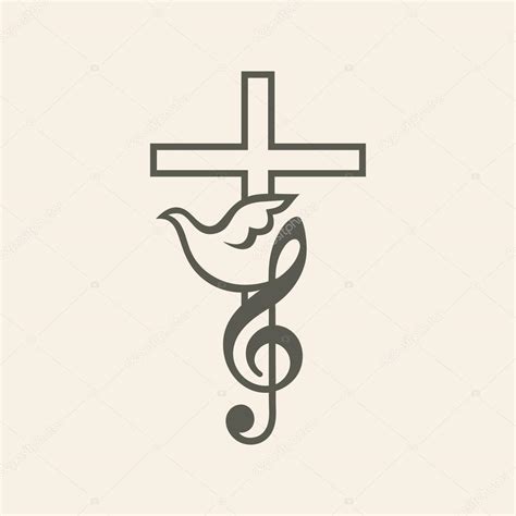 Church logo. Worship music, music, key, G cleft, dove, cross, icon ...