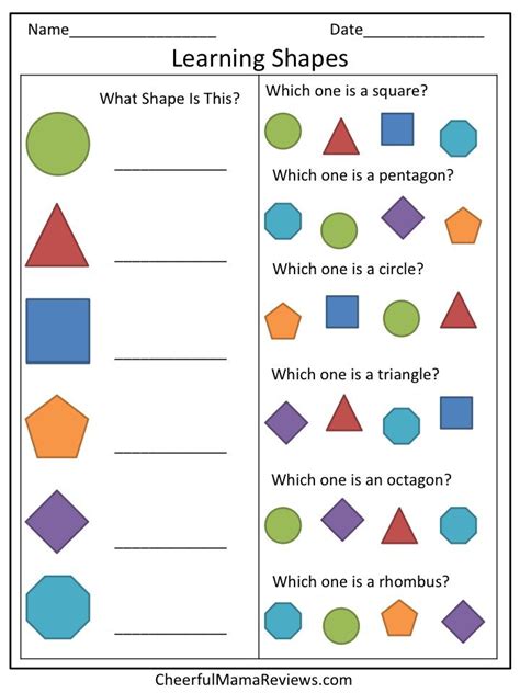 Preschool Worksheet - Learning Shapes | Shapes worksheet kindergarten ...