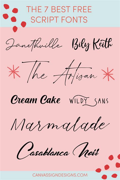 The Best Free Script Fonts - Canvas Sign Designs Blog