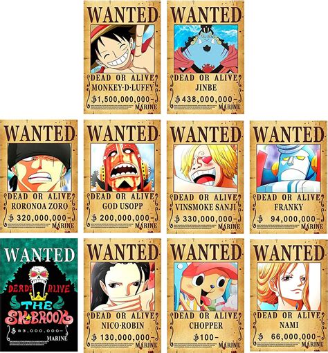 10pcs New Edition One Piece Pirates Wanted Posters, 16.5x11.5 inches ...