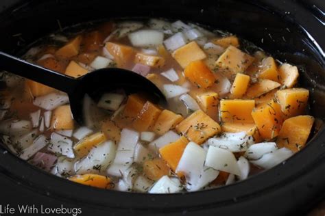 Slow Cooker Butternut Squash and Ham Soup - Life With Lovebugs