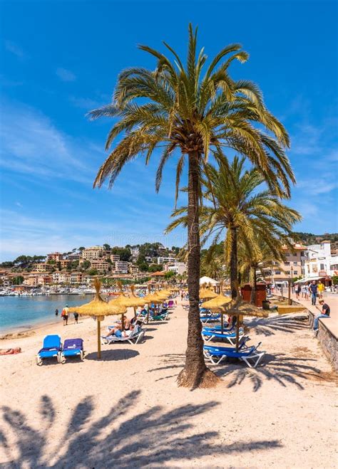 Beach in Port De Soller, Majorca Seaside Resort, a Popular Tourist ...