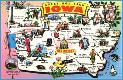 Iowa Map Tourist Attractions - TravelsFinders.Com