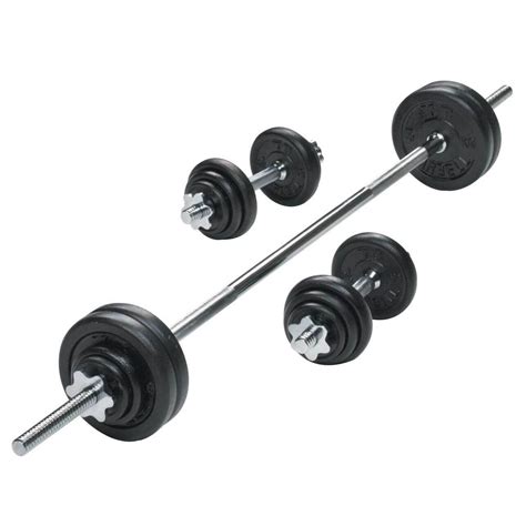 York 50kg Cast Iron Barbell & Dumbbell Weight Set – Workout For Less