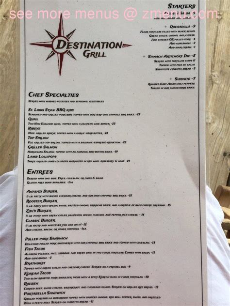 Online Menu of Destination Grill Restaurant, Cortez, Colorado, 81321 ...