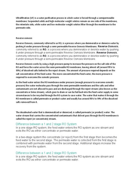 The Reverse Osmosis Membrane | PDF | Osmosis | Membrane