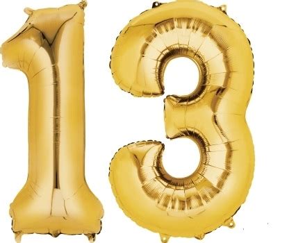 Gold 13 Balloon Numbers balloons vancouver JC Balloon Studio