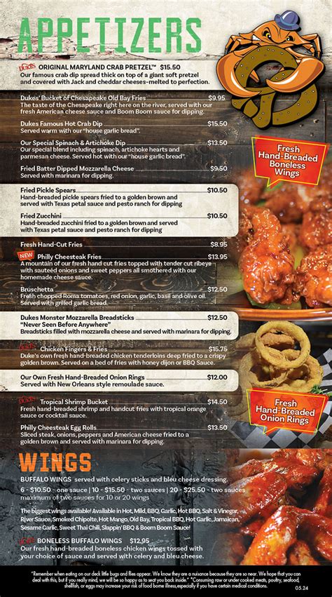 Dukes Bar and Grille - MENU