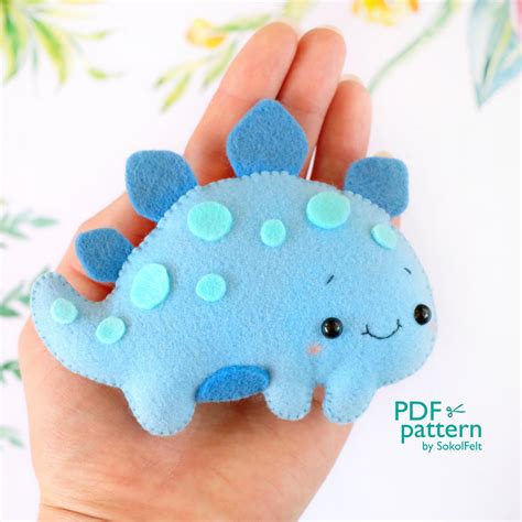 Felt Stegosaurus Dinosaur Toy Pdf Pattern, Cute Dinosaur Toy Sewing ...