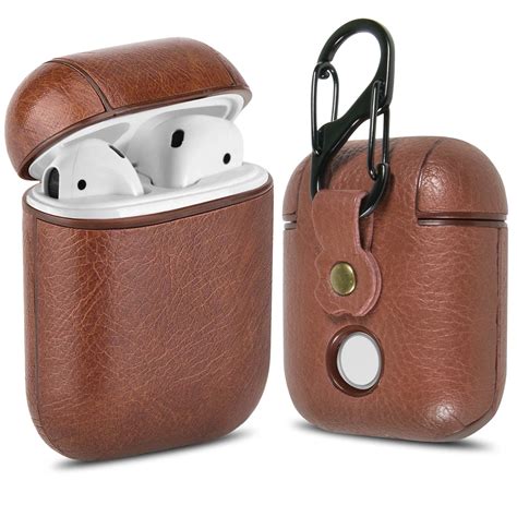 Leather AirPods Case Cover with Keychain Clip, CoreLife Protective Hard ...