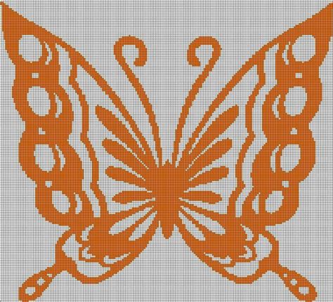 Orange Butterfly silhouette cross stitch pattern in pdf | Bordado ponto ...