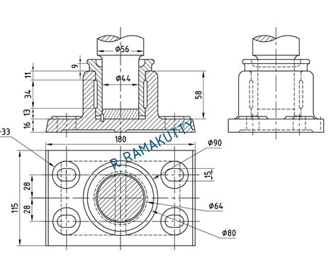 Machine Drawing: Foot Step bearing Assembly