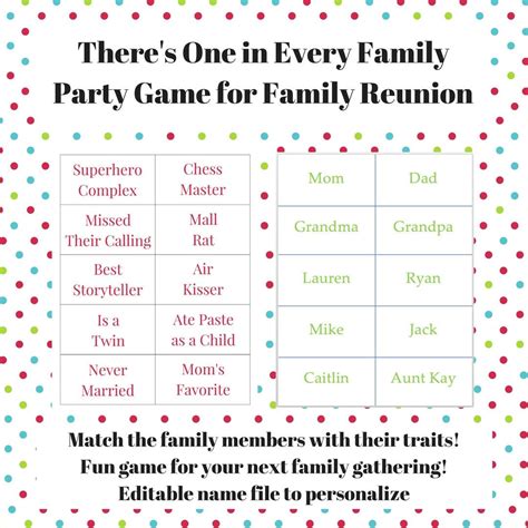 Printable Family Reunion Games