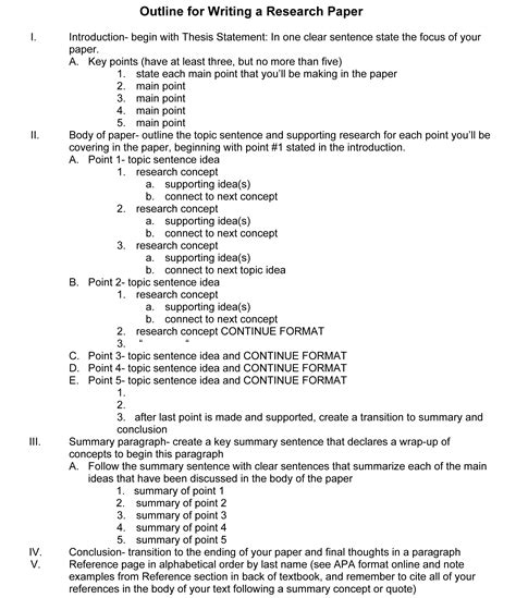 Research Paper Outline Template Sample That You Can Use