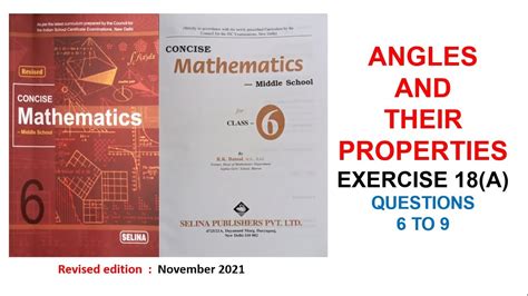 ANGLES AND THEIR PROPERTIES CLASS 6 SELINA MATHS - EX 18(A) QUESTIONS 6 ...