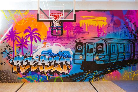 Basketball Court Mural for Private Client – Los Angeles Mural Company ...