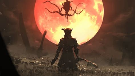 #Red #Sony #PS4 #Bloodborne Moon Presence #1080P #wallpaper # ...