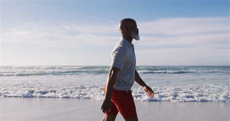 Senior African American Man Walking At Beach Stock Footage SBV ...