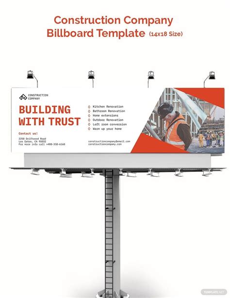 Construction Company Billboard Template in InDesign, PSD, Pages ...