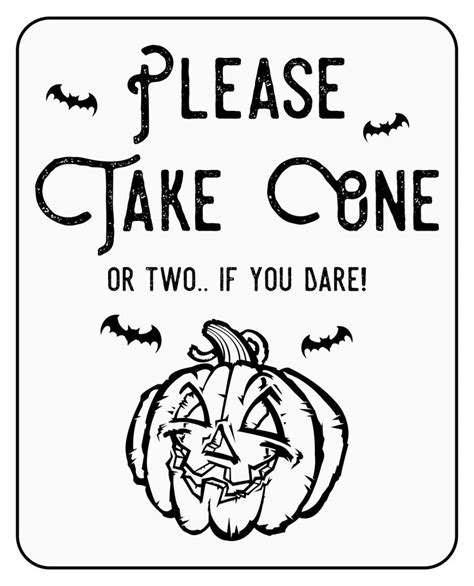 Free Printable Halloween Candy Bowl Please Take One Halloween Sign