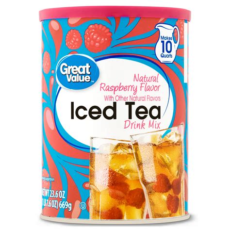 Great Value Natural Raspberry Flavor Iced Tea Drink Mix, 23.6 oz ...