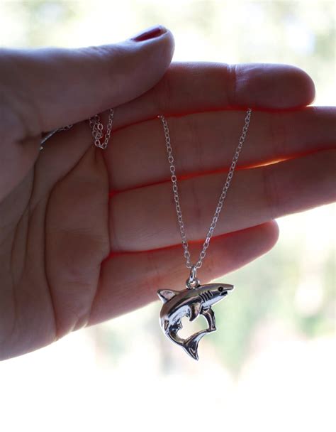 Shark Necklace Large Shark Pendant Jaws Necklace Shark - Etsy