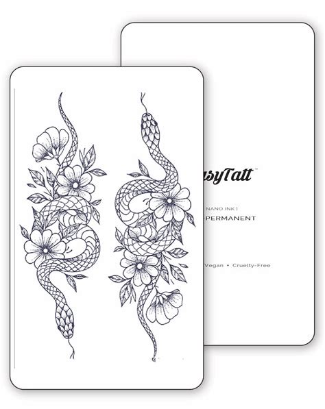 Twin Floral Snakes Semi-Permanent Tattoo | EasyTatt™