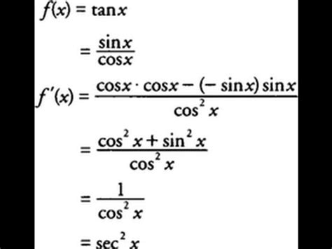 What is the derivative of tan(x)? - YouTube