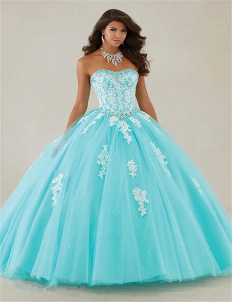 Hot Turquoise Quinceanera Dresses Ball Gown Sweetheart Floral Beading ...