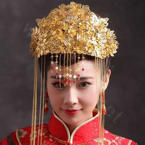 Buy Wholesale Luxury Bride Chinese style Costume Tassel Gold Phoenix ...