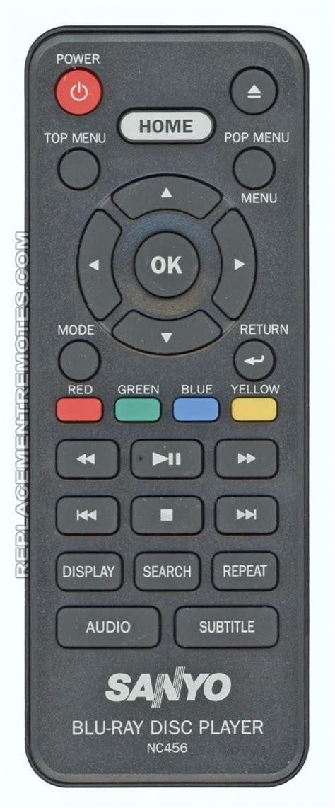 SANYO NC456 (p/n: NC456UL) Blu-Ray DVD Player Remote Control (new ...