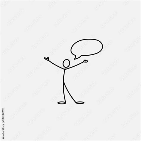 Happy man stick figure open to the world and speech bubble Stock Vector ...