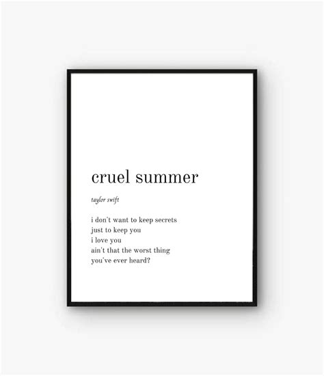 Taylor Swift 'cruel Summer' Lyrics Printable Download | Etsy