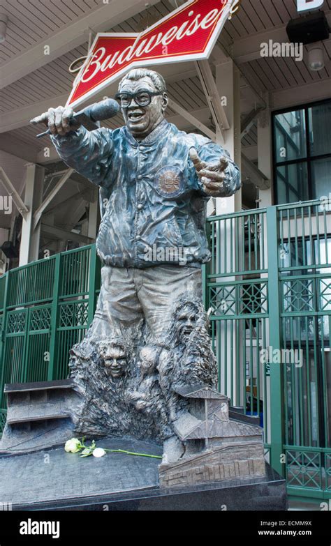 Chicago Illinois famous Wrigley Field statue of Harry Caray announcer ...