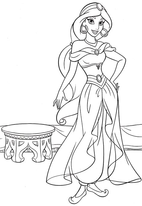 Princess Jasmine And Rajah Coloring Page