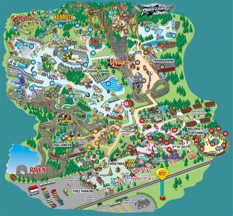 Holiday World & Splashin' Safari Park Map | Theme park map, Holiday ...