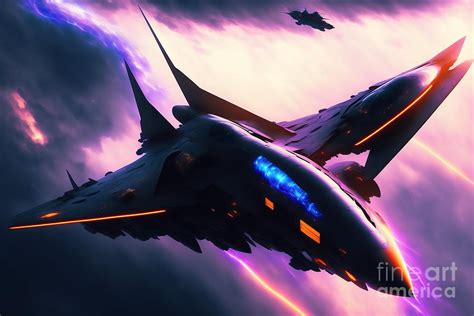 Military aircraft spaceship in space Digital Art by Boon Mee - Fine Art ...