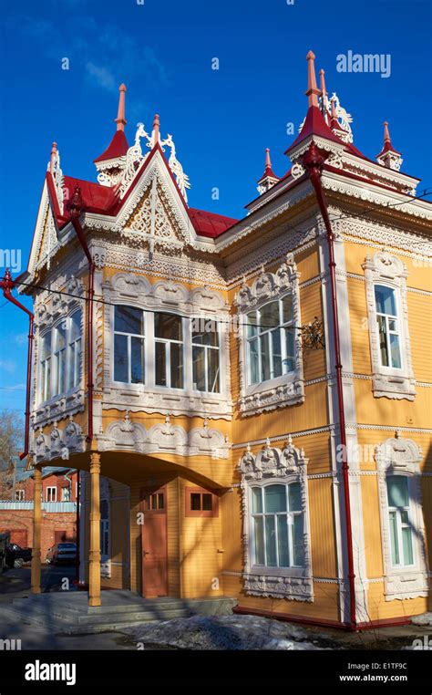 Russia, Tomsk Federation, Tomsk, wooden architecture, the Peacock house ...