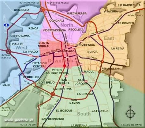 Map of Santiago, Chile