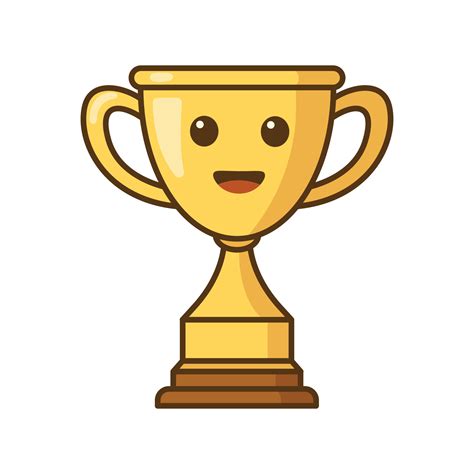 Gold trophy cartoon character. First place champion trophy cup in flat ...