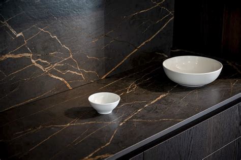 Dekton Laurent black and gold marble look portoro kitchen worktops ...