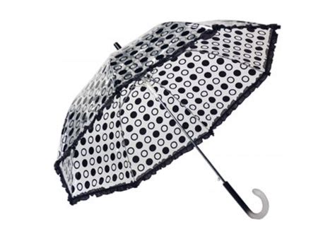 Auto-Open Polka Dot Ruffle Umbrella in Black | Umbrella Source