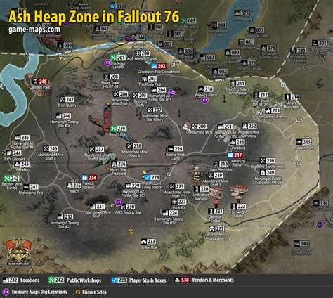 Map of Ash Heap Region of Appalachia, West Virginia for Fallout 76 ...