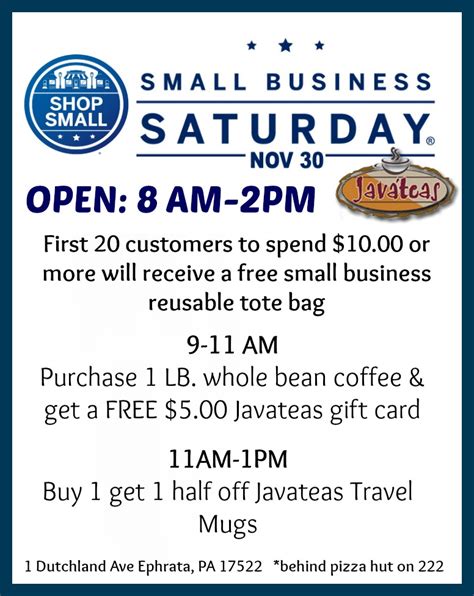 small business saturday flyer – Javateas Gourmet Coffee Cafe