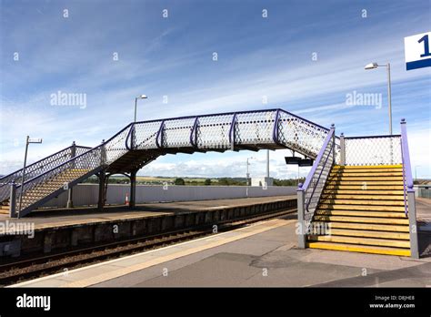 Platform bridge and empty station. Montrose Scotland UK Stock Photo - Alamy